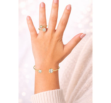 LUISIA® Einreihiger Armreif "Fjella" mit zwei Premium Kristallen - Silber / Lotus Pink Delite