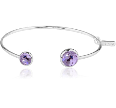 LUISIA® Einreihiger Armreif "Fjella" mit zwei Premium Kristallen | Silber / Violet