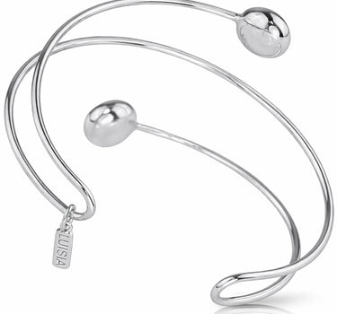 LUISIA® Spiral Armreif "Fjella" mit zwei Premium Kristallen - Silber / Black Diamond