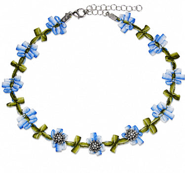 LUISIA® Stoffblütencollier "Seraphine" Kropfband mit Edelweiß 48365 | Blau