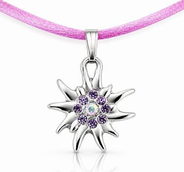 LUISIA® Kinder Halskette "Edelweiß" mit Kristallen von Swarovski® | Flieder