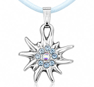 LUISIA® Kinder Halskette "Edelweiß" mit Kristallen von Swarovski® | Hellblau