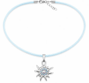 LUISIA® Kinder Halskette "Edelweiß" mit Kristallen von Swarovski® | Hellblau