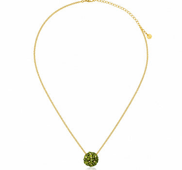 LUISIA® Halskette "Mia" mit Blüten Kugel - 16 Karat vergoldet | Olivgrün