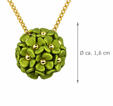 LUISIA® Halskette "Mia" mit Blüten Kugel - 16 Karat vergoldet | Olivgrün