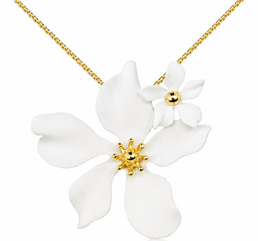LUISIA® Halskette "Nelia" mit Blumen - 16 Karat vergoldet | Weiß