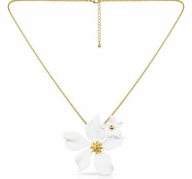 LUISIA® Halskette "Nelia" mit Blumen - 16 Karat vergoldet | Weiß