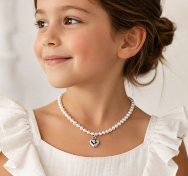 LUISIA® Kinder Perlenkette "Luna" mit Kristallen von Swarovski® | Weiß