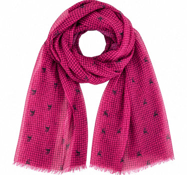 Trachten Halstuch Schal Kariert mit Hirschmotiv 185 x 70 cm | Pink