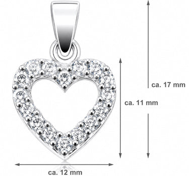 LUISIA® Kettenanhänger "Herz mit Zirkonia" - 925 Sterling Silber