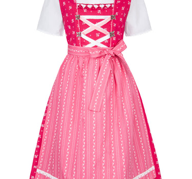 Isar-Trachten Kinder Dirndl "Victoria" 3-tlg. mit Bluse 52415 | Pink Rosa