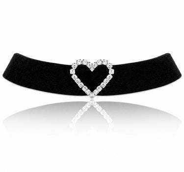 LUISIA® Samt Kropfband "Strass Herz" aus Kristallen von Swarovski® | Schwarz