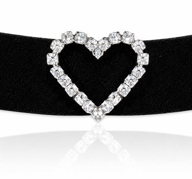 LUISIA® Samt Kropfband "Strass Herz" aus Kristallen von Swarovski® | Schwarz