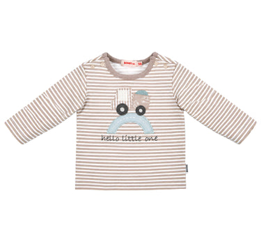 BONDI Baby Langarmshirt "Lastwagen" 93987 | stripe cappuccino white