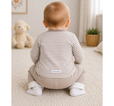 BONDI Baby Langarmshirt "Lastwagen" 93987 | stripe cappuccino white