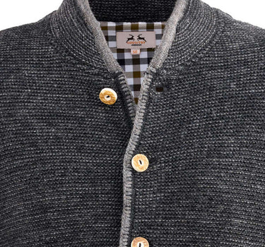 MADDOX Herren Trachten Strickjacke "Altishofen" mit Stehkragen | Anthrazit