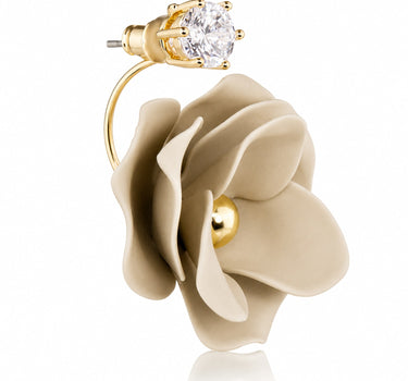 LUISIA Front Back Ohrringe Jarla mit Blumen - 16 Karat vergoldet Sand