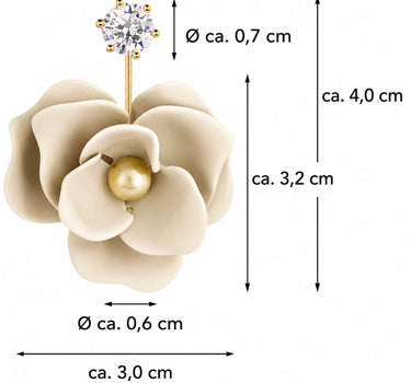 LUISIA Front Back Ohrringe Jarla mit Blumen - 16 Karat vergoldet Sand