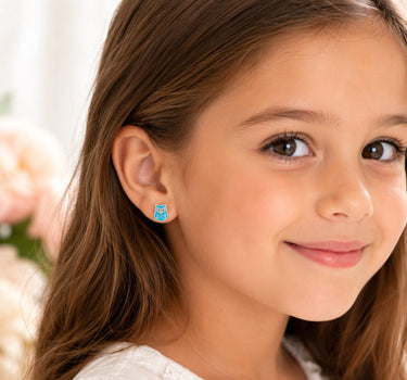 LUISIA® Ohrstecker "Eule" | Hellblau - 925 Sterling Silber