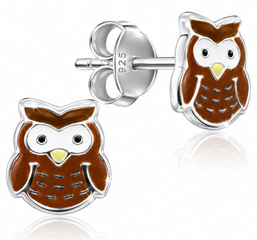LUISIA® Ohrstecker "Eule" | Braun - 925 Sterling Silber