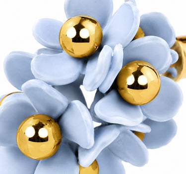 LUISIA® Halb Creolen Ohrstecker "Mia" mit Blüten | Hellblau