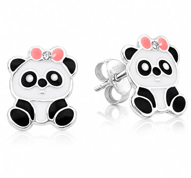 LUISIA® Ohrstecker "Panda Bär" mit Zirkonia E-15149 | 925 Sterling Silber