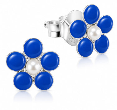 LUISIA® Ohrstecker "Blume"  - 925 Sterling Silber | Blau