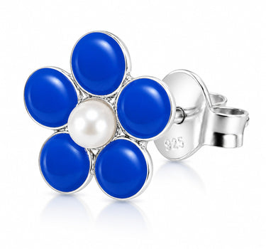 LUISIA® Ohrstecker "Blume"  - 925 Sterling Silber | Blau