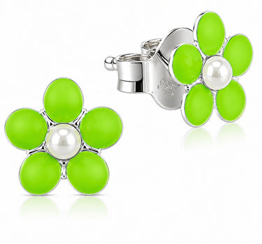 LUISIA® Ohrstecker "Blume"  - 925 Sterling Silber | Hellgrün