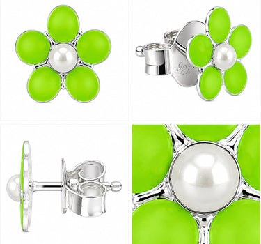 LUISIA® Ohrstecker "Blume"  - 925 Sterling Silber | Hellgrün