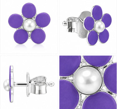 LUISIA® Ohrstecker "Blume"  - 925 Sterling Silber | Lila