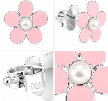 LUISIA® Ohrstecker "Blume"  - 925 Sterling Silber | Rosa