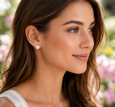 LUISIA® Ohrstecker "Blume"  - 925 Sterling Silber | Rosa