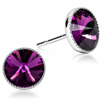 LUISIA® Solitär Ohrstecker "Joy" mit Kristallen von Swarovski® | Amethyst