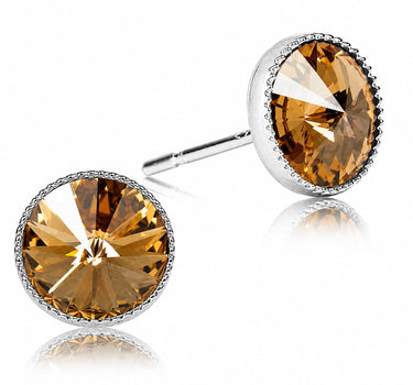 LUISIA® Solitär Ohrstecker "Joy" mit Kristallen von Swarovski® | Light Col. Topaz