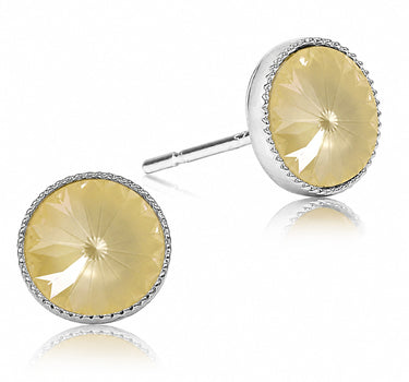 LUISIA® Solitär Ohrstecker "Joy" mit Kristallen von Swarovski® | Matt Linen Creme
