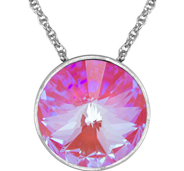 LUISIA® Halskette "Sinja" mit Kristallen von Swarovski® - 14 mm - Silber / Lotus Pink Delite