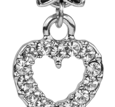 LUISIA Ohrstecker Elara mit Strass Herzanhänger - Silber / Kristall