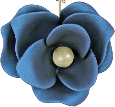 LUISIA Front Back Ohrringe Jarla mit Blumen - 16 Karat vergoldet Dunkelblau