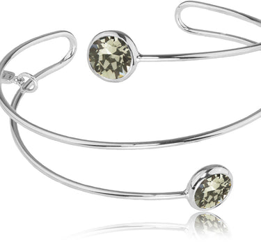 LUISIA Spiral Armreif "Fjella" mit zwei Kristallen von Swarovski - Silber / Black Diamond