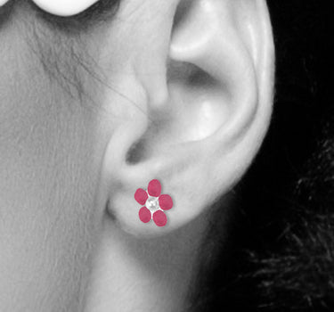 LUISIA Ohrstecker Blume - 925 Sterling Silber Pink