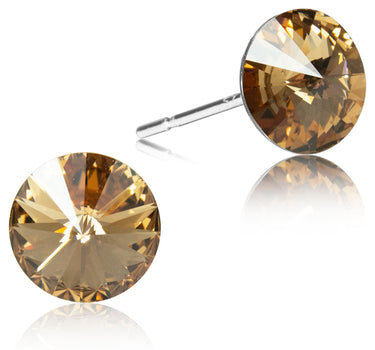 LUISIA® Ohrstecker mit Kristallen von Swarovski® - 6 mm Light Col. Topaz / Hellbraun