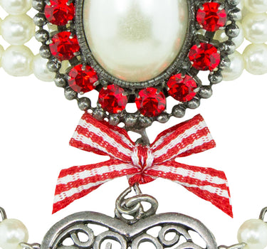 Trachten Perlen Collier - Rubin Rot