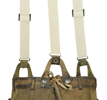 Maddox Kurze Damen Lederhose Daniela mit Hosenträgern - Braun Antik Eiche