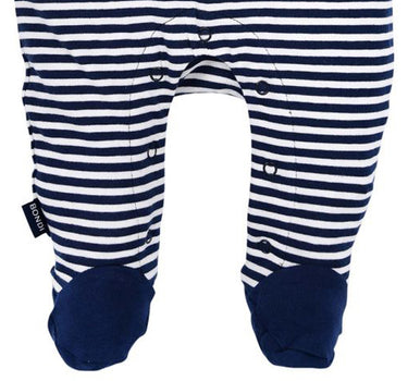 BONDI Baby Strampler "Feuerwehr" 93684 - Navy / Weiß geringelt | Jungen Babystrampelanzug
