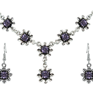 Blumen Collier mit Ohrhängern - Lila