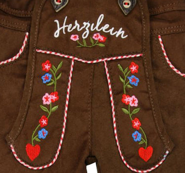 BONDI Baby Mädchen Trachten Kunstlederhose "Herzilein" gefüttert 86566 - Braun