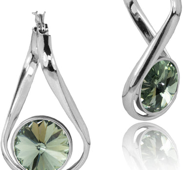 LUISIA® Geschwungene Ohrringe "Alea" mit Kristall von Swarovski® - Silber / Black Diamond