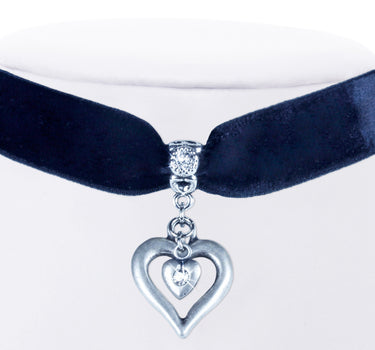 LUISIA® Samt Kropfband "Heart in Heart" | Schwarz