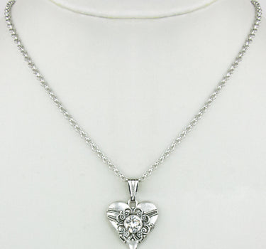 LUISIA Halskette Paula mit Herzanhänger und Kristall von Swarovski - Altsilber